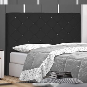 Cabeceira Decorativa Casal 1,40M Tàzio Suede Preto G63 - Gran Belo