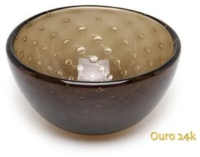 Bowl Tela Fumê com Ouro Murano Cristais Cadoro
