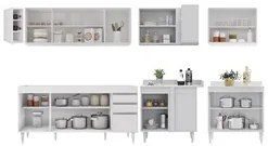 Armário de Cozinha Modulado de Canto 7 Peças CP34 Balcão sem Tampo Bra