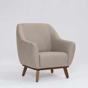 Poltrona Decorativa Pauline D07 Base Madeira Linho Mescla Bege - D'Rossi