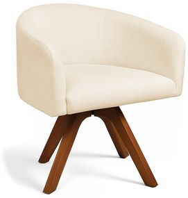 Poltrona Sala Base Giratória Madeira Arielle Bouclê D03 - D'Rossi - Bege