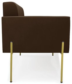 Sofá Namoradeira 2 Lugares Pé de Ferro Dourado Elisa Suede D03 - D'Rossi - Marrom