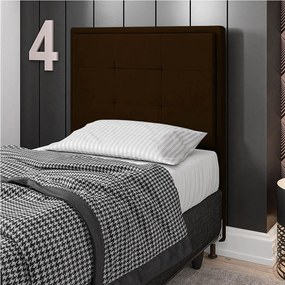 Cabeceira Solteiro Cama Box 90cm para Quarto Onix Suede M11 - D'Rossi - Marrom