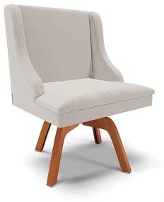 Kit 02 Cadeiras de Jantar Liz Veludo Cinza Base Giratória de Madeira Mm35 D03 - D'Rossi