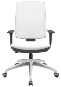 Cadeira Office Brizza Tela Branca Assento Vinil Branco RelaxPlax Base Aluminio 120cm - 63846 Sun House