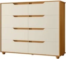 Cômoda Para Quarto 8 Gavetas 136cm Doble Flex Off/Cinamomo  - Albatroz