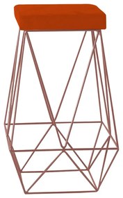 Banqueta Decorativa Kathy Base Bronze Suede Telha G41 - Gran Belo