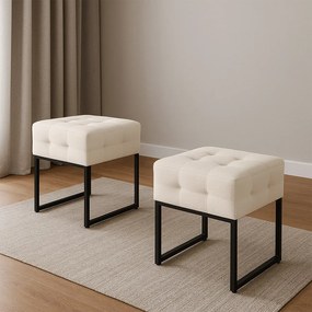 Puff Sala Decorativo Industrial Kit 2 Elisa Suede D03 - D'Rossi - Bege