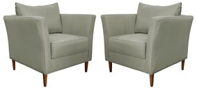 Kit 2 Poltronas Decorativa Sala de Estar Pés Palito Lubbock Couro Fendi G58 - Gran Belo
