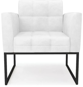 Poltrona Sala Decorativa Elisa Industrial Preto Sintético Pu D03 - D'Rossi - Couro Branco