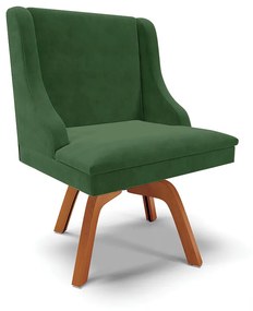 Kit 02 Cadeiras de Jantar Liz Suede Verde Base Madeira Mm35 D03 - D'Rossi