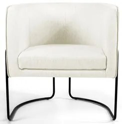 Poltrona Decorativa Base Aço Betina C-309 Veludo Bege Claro - Domi