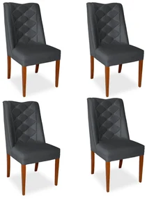 Kit 4 Cadeiras de Jantar Micheli Suede Cinza Grafite