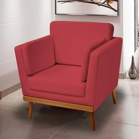 Poltrona Decorativa Siena Veludo Vermelho