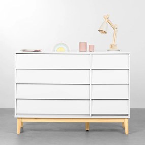 Cômoda Noah 4 Gavetas e 1 Porta com Pés Square Natural - Branco Fosco