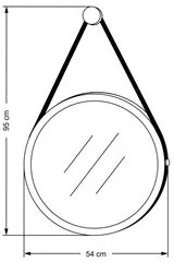 Espelho Decorativo Redondo 54cm Com Alça Adnet Escandinavo H01 Preto -