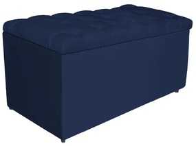 Calçadeira Estofada Liverpool 90 cm Solteiro Suede Azul Marinho - ADJ Decor