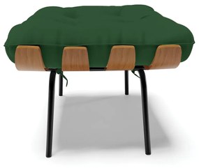 Puff Costela Veludo Base Metálica Preto - D'Rossi - Verde