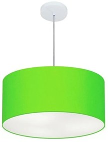 Lustre Pendente Cilíndrico Md-4100 Cúpula em Tecido 50x25cm Verde Limão - Bivolt