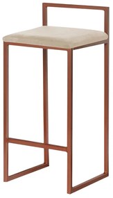 Banqueta Decorativa Selena Base Bronze Veludo Bege G41 - Gran Belo