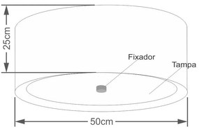 Plafon Cilíndrico Md-3161 Cúpula em Duplo Tecido 50x25cm Branco - Bivolt