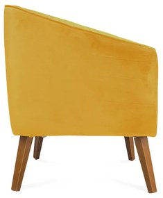 Poltrona Decorativa Dalia Pés de Madeira Suede Amarelo - Sheep Estofados - Amarelo