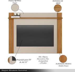 Painel Extensível Tremonti TV até 55 Polegadas Prateleira Nature/Off White G77 - Gran Belo