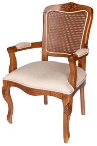 Cadeira Bourbon c/ Braço - Encosto com palha - Freijó Provençal Kleiner