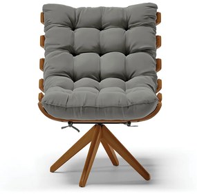 Poltrona Giratória Costela Suede Base de Madeira MA30 M11 - D'Rossi - Grafite