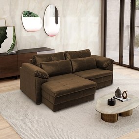 Sofá Retrátil Elétrico Sala de Estar Nolan Bipartido 215cm Conforto Premium em Couro Marrom Chocolate Manchado G58 - Gran Belo