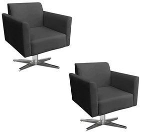 Kit 02 Poltronas Giratória Marisa Suede Base Cromada D03 - D'Rossi - Preto