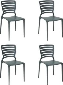 Kit 4 Cadeiras Tramontina Sofia Grafite Empilháveis em Polipropileno