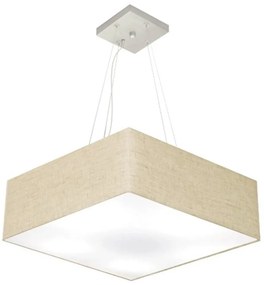 Lustre Pendente Quadrado Md-4137 Cúpula em Tecido 15/70x70cm Rustico Bege - Bivolt