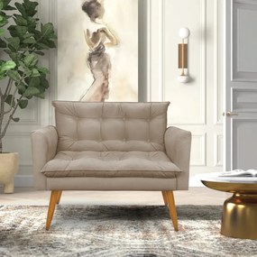 Kit 1 Sofá Namoradeira e 2 Poltronas Tais Suede Pés Palito Castanho - D'Rossi - Marrom Rato