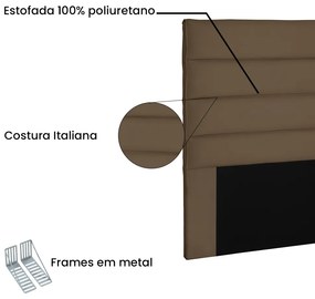 Cabeceira Cama Box Casal 140cm La Italiana Suede Caramelo - Sheep Estofados - Marrom