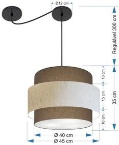 Lustre Sala de Jantar Com Desvio Vivare Md-4398 Cúpula em Tecido 45cm