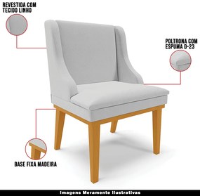Cadeira Decorativa Sala de Jantar Base Fixa de Madeira Firenze Linho Cinza/Castanho G19 - Gran Belo