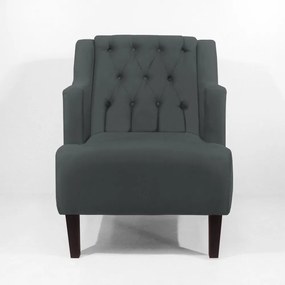 Poltrona Classic Suede Cinza Grafite Pés Palito Sala, Quarto, Decoração
