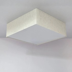 Plafon Quadrado Md-3002 Cúpula em Tecido 50x50x15cm Linho Bege - Bivolt