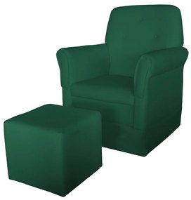 Poltrona Suzi Amamentação Balanço + Puff Suzi Suede Verde Bandeira