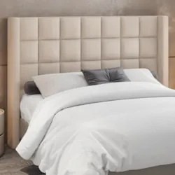 Cabeceira Cama Box Casal King 195cm Pisa Z37 Linho Bege Cru - Mpozenat