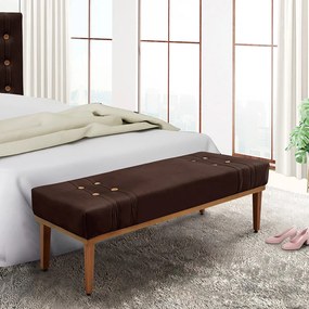 Recamier Decorativo 140cm Kors Suede Pés de Madeira Café G63 - Gran Belo