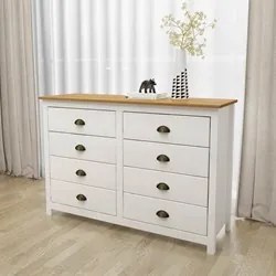 Cômoda para Quarto 8 Gavetas Estilo Americano 125cm Lázio F07 Branco/C
