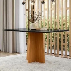 Mesa de Jantar Retangular 135cm 4 Lugares Zuma Ypê/Preto N02 - Mpozena