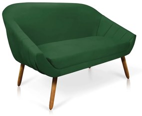 Kit 01 Namoradeira 02 Lugares e 01 Poltrona Giratória Giovana Suede Base Madeira MM30 - D'Rossi - Verde