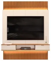 Painel Para TV 75 Pol Canelado Extensível Piso ao Teto D04 Off White/F
