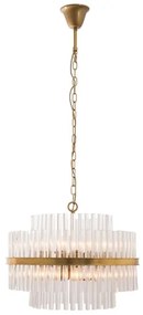 Pendente Vidro Metal Ouro Transparente 45Cm Yamamura