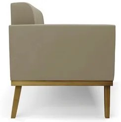 Sofá Namoradeira e 2 Poltronas Base Madeira Castanho Ana Suede Marrom