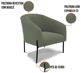 Sofá Namoradeira e 2 Poltronas Pé Ferro Pto Stella Bouclê D03 - D'Rossi - Menta