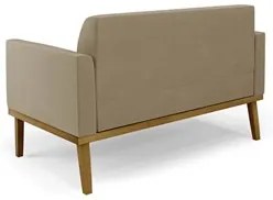 Sofá Namoradeira Base Madeira Castanho Maressa Suede Marrom RT - Ibiza
